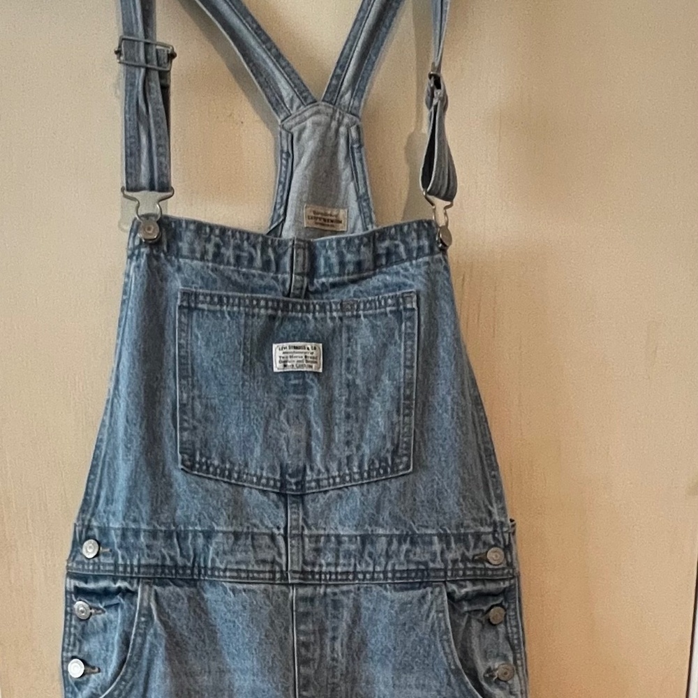 Vtg Levi Strauss Two Horse Brand Overalls Blue Denim Crop Bib Grunge Women’s L